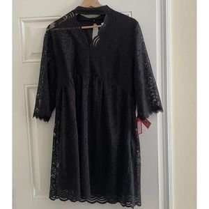 NEW Black Mid Length Dress Size (XL) Cocktail Xhilaration Lined Lace With Tags